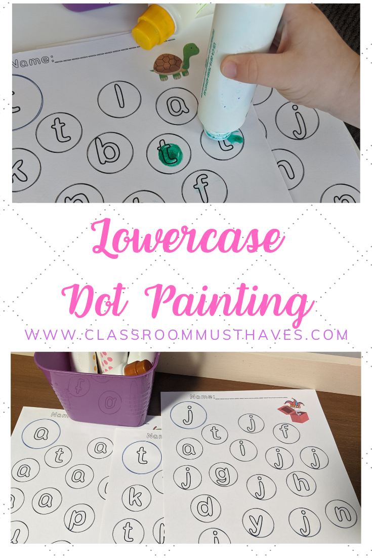 This fun dot painting activity will be sure to help your toddler/preschooler recognize their lowercase letters in no time while keeping them engaged! via @classroommusthaves