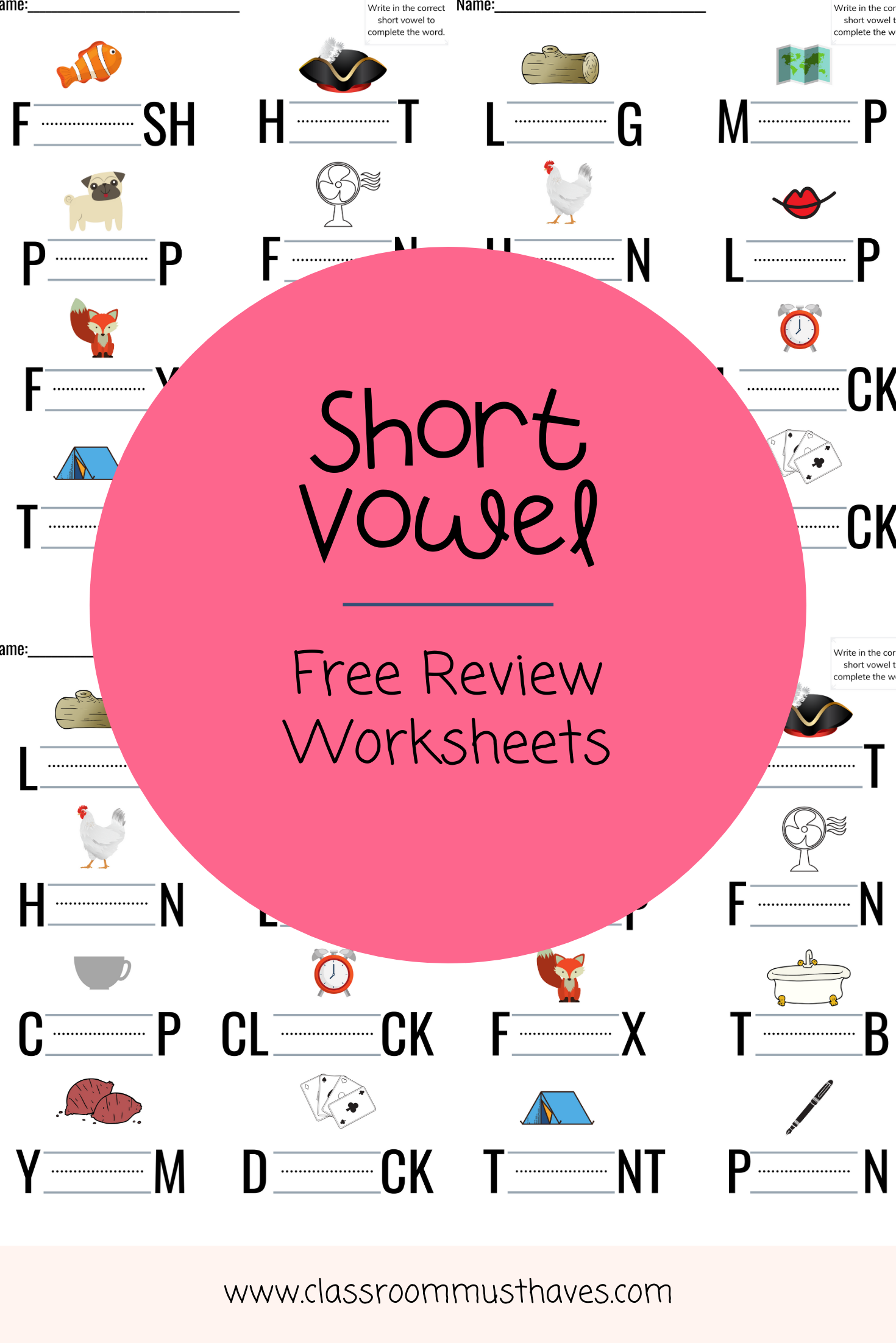 FREE Short Vowel Review Worksheets - Classroom Must Haves