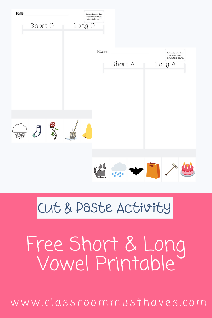 Cut & Paste Vowel Printable