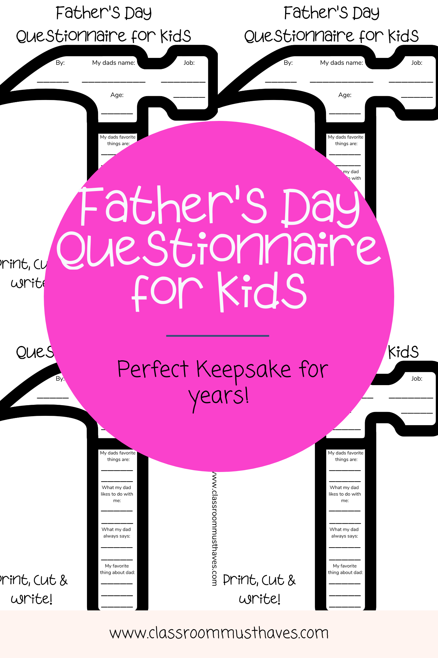 The Father's Day Questionnaire would be perfect as a Father's Day gift or as an addition to any gift! www.classroommusthaves.com via @classroommusthaves