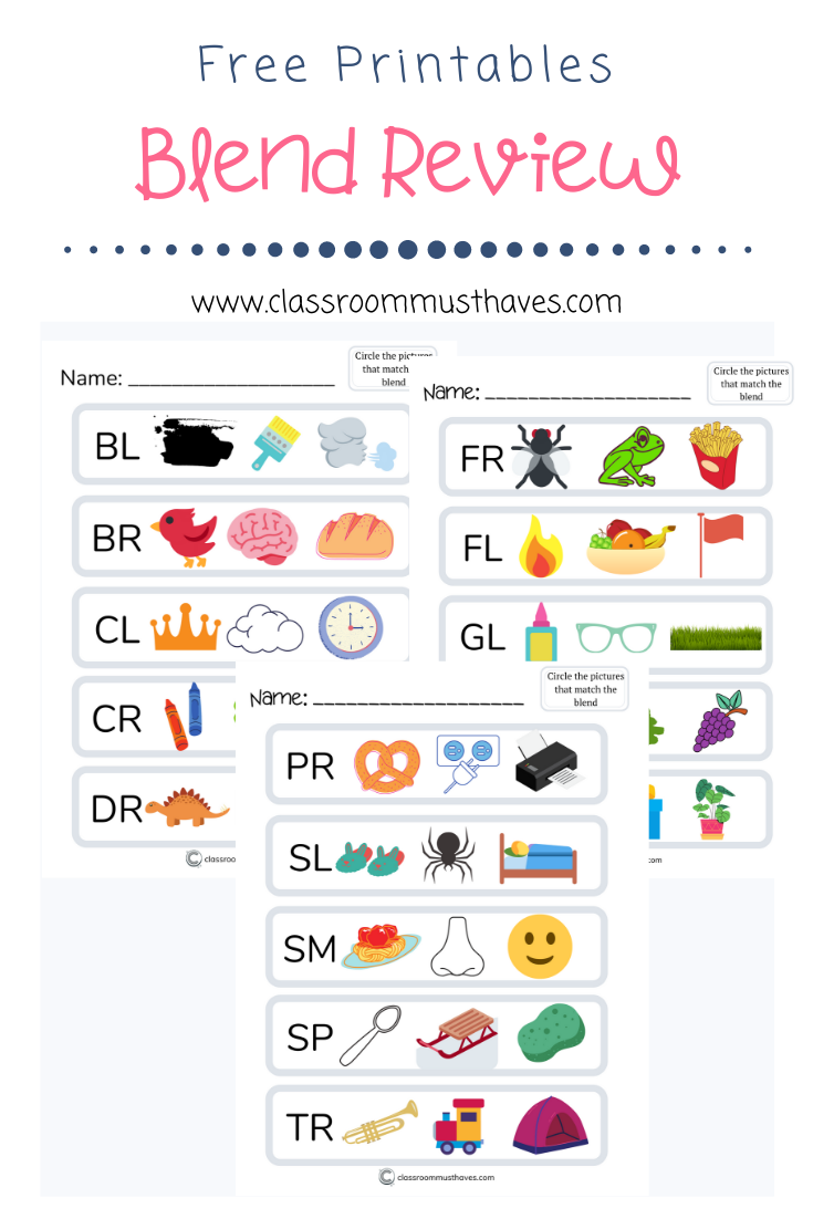 Free Blends Review Worksheets - Classroom Must Haves