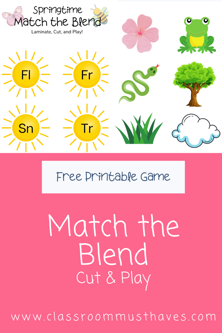 Spring Beginning Match the Blends Game! Cut and Play! www.classroommusthaves.com via @classroommusthaves
