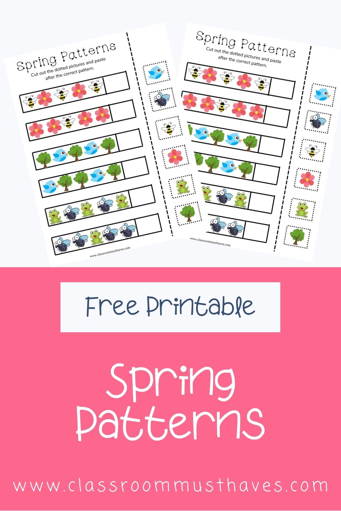 Spring Patterns Worksheet. Cut & Paste. www.classroommusthaves.com via @classroommusthaves