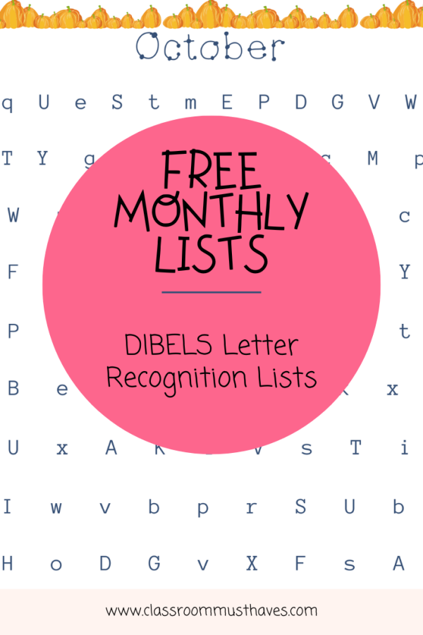 DIBELS Monthly Letter Naming Fluency Lists Classroom Must Haves dibels-monthly-letter-naming-fluency-lists-classroom-must-haves