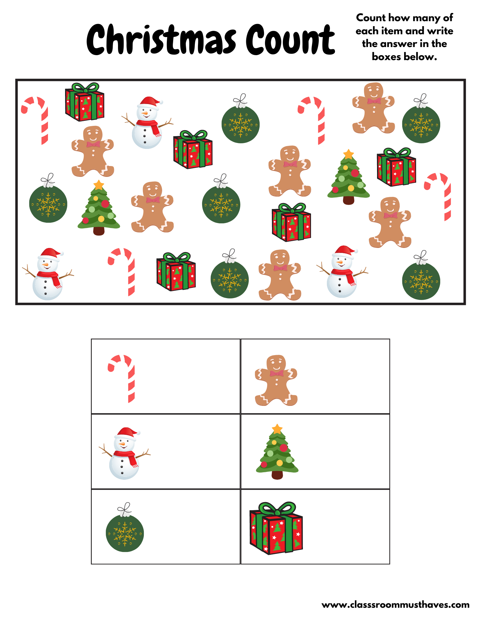 Kindergarten Christmas Worksheets - Classroom Must Haves