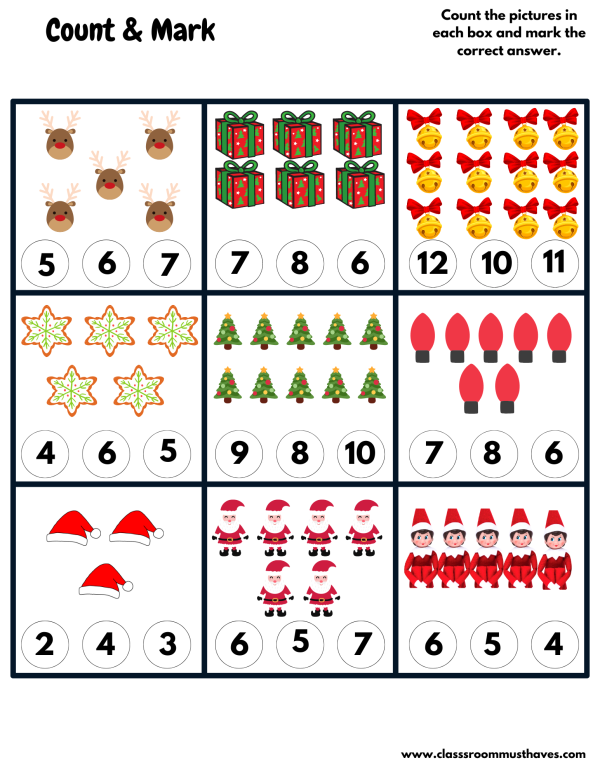 Kindergarten Christmas Worksheets - Classroom Must Haves